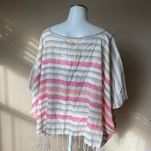 Quagga Greenlabel Cover Up Organic Cotton Striped Fringe One Size New W/ Bracelt